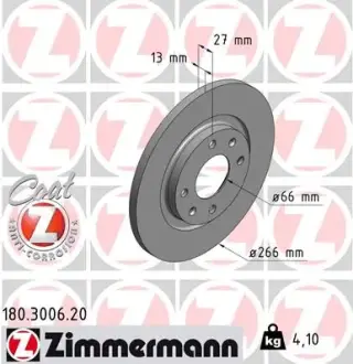 Тормозной диск otto zimmermann gmbh 180.3006.20