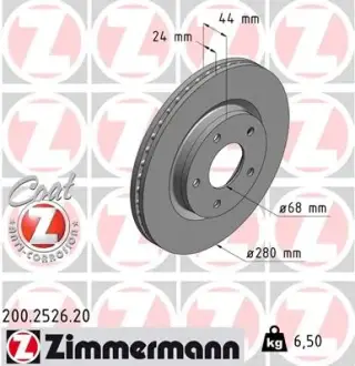Вентильований гальмівний диск Otto Zimmermann GmbH 200252620