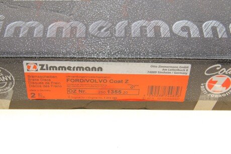 Тормозной диск otto Zimmermann GmbH 250.1355.20