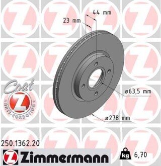 Тормозной диск otto Zimmermann GmbH 250136220