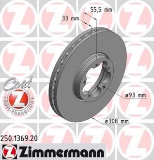 Тормозной диск otto Zimmermann GmbH 250136920