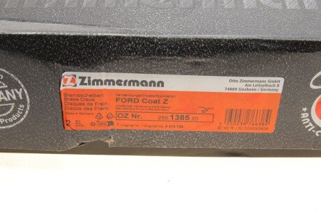 Тормозной диск otto Zimmermann GmbH 250138520