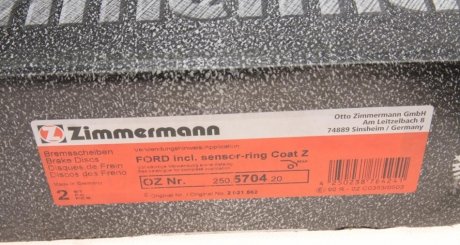Тормозной диск otto Zimmermann GmbH 250570420