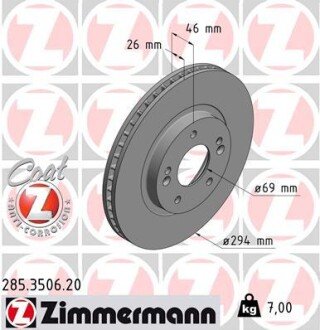 Гальмівний диск otto Zimmermann GmbH 285.3506.20