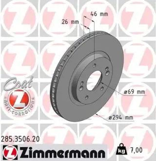Тормозной диск otto zimmermann gmbh 285350620