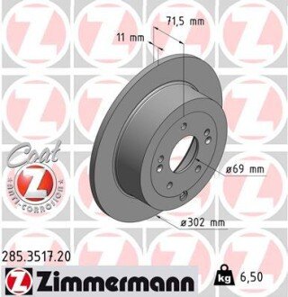 Тормозной диск otto Zimmermann GmbH 285.3517.20