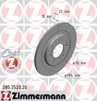 Задній гальмівний (тормозний) диск otto Zimmermann GmbH 285352020