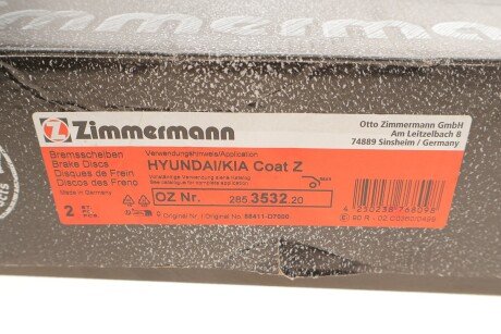 Тормозной диск otto Zimmermann GmbH 285353220
