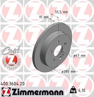 Тормозной диск otto Zimmermann GmbH 400.3604.20 на Мерседес Мл w163