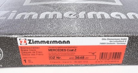 Гальмівний диск otto Zimmermann GmbH 400364820