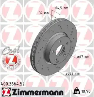 Гальмівний диск Otto Zimmermann GmbH 400.3664.52