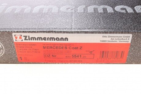 Тормозной диск otto Zimmermann GmbH 400.5541.20