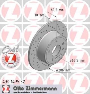 Тормозной диск otto Zimmermann GmbH 430.1475.52