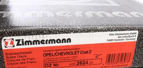 Тормозной диск otto Zimmermann GmbH 430262420