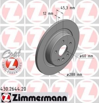Задній гальмівний (тормозний) диск otto Zimmermann GmbH 430264420