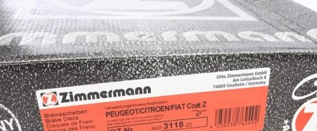 Гальмівний диск otto Zimmermann GmbH 440.3118.20