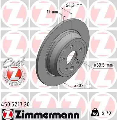 Тормозной диск otto zimmermann gmbh 450521720