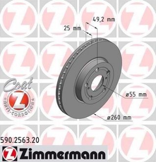 Тормозной диск otto Zimmermann GmbH 590256320