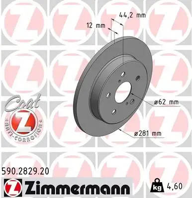 Тормозной диск otto zimmermann gmbh 590.2829.20