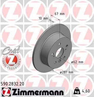 Тормозной диск otto Zimmermann GmbH 590.2832.20