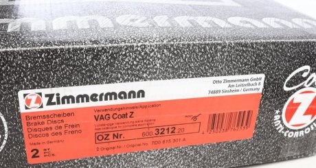 Вентильований гальмівний диск otto Zimmermann GmbH 600321220