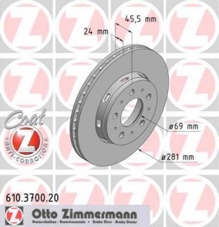 Тормозной диск otto Zimmermann GmbH 610370020