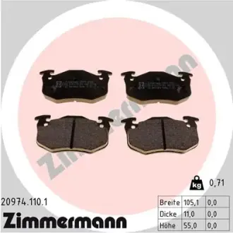 Тормозні (гальмівні) колодки Otto Zimmermann GmbH 209741101