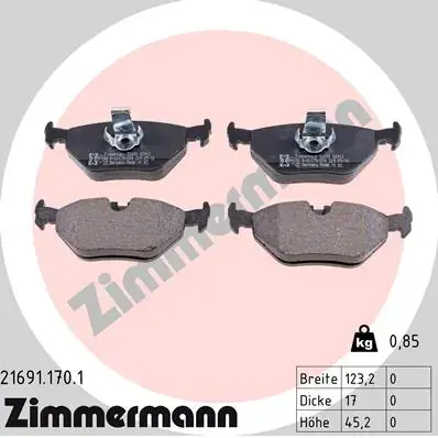 Тормозные колодки otto zimmermann gmbh 216911701