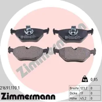 Тормозные колодки otto zimmermann gmbh 216911701