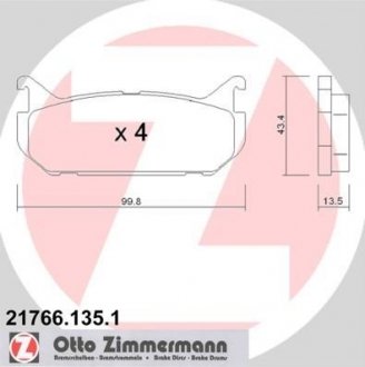 Тормозні (гальмівні) колодки otto Zimmermann GmbH 217661351