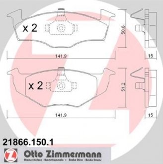 Тормозні (гальмівні) колодки otto Zimmermann GmbH 218661501