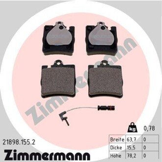 Тормозные колодки otto Zimmermann GmbH 21898.155.2 на Мерседес C-Class S203/CL203