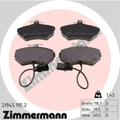 Тормозные колодки otto zimmermann gmbh 21945.195.2