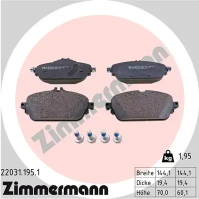 Тормозні (гальмівні) колодки Otto Zimmermann GmbH 22031.195.1 (фото 1)