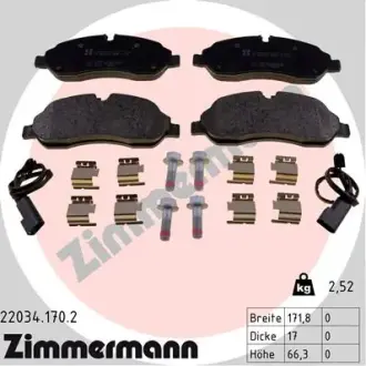 Тормозні (гальмівні) колодки otto zimmermann gmbh 220341702 Форд Transit