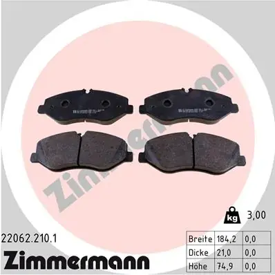 Тормозні (гальмівні) колодки Otto Zimmermann GmbH 22062.210.1 (фото 1)
