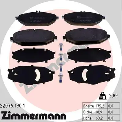 Тормозні (гальмівні) колодки Otto Zimmermann GmbH 22076.190.1 (фото 1)