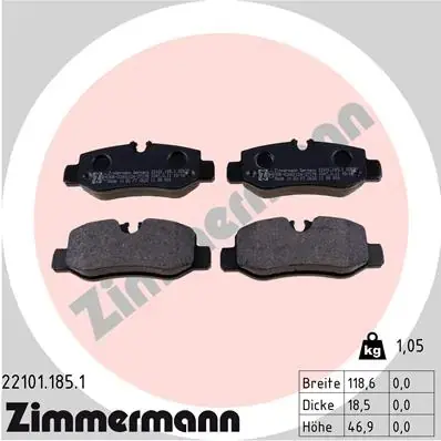 Тормозні (гальмівні) колодки Otto Zimmermann GmbH 22101.185.1 (фото 1)
