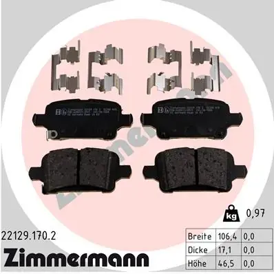 Тормозные колодки otto zimmermann gmbh 221291702