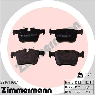 Тормозные колодки otto zimmermann gmbh 22141.160.1