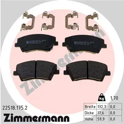 Тормозні (гальмівні) колодки Otto Zimmermann GmbH 225181752 (фото 1)