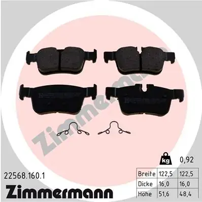 Тормозні (гальмівні) колодки Otto Zimmermann GmbH 22568.160.1 (фото 1)