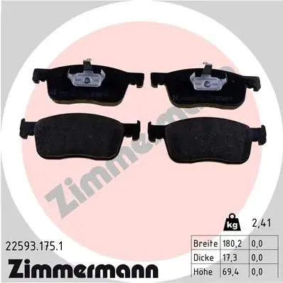 Тормозні (гальмівні) колодки Otto Zimmermann GmbH 22593.175.1 (фото 1)