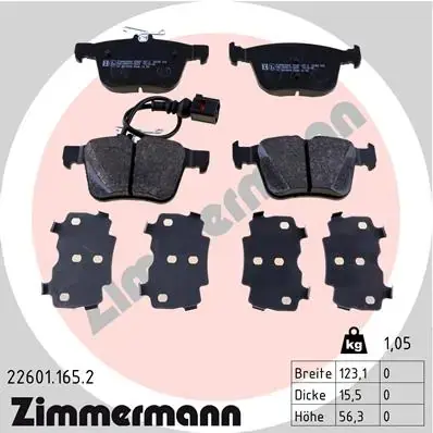 Тормозные колодки otto zimmermann gmbh 22601.165.2