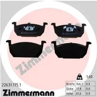 Тормозні (гальмівні) колодки Otto Zimmermann GmbH 226311751