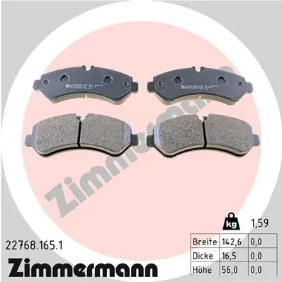 Тормозні (гальмівні) колодки Otto Zimmermann GmbH 22768.165.1 (фото 1)