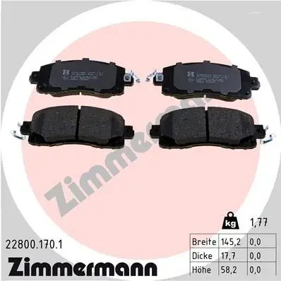 Тормозні (гальмівні) колодки Otto Zimmermann GmbH 22800.170.1 (фото 1)