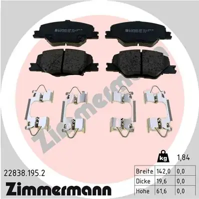 Тормозні (гальмівні) колодки Otto Zimmermann GmbH 228381952 (фото 1)