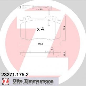 Передні тормозні (гальмівні) колодки otto Zimmermann GmbH 232711752