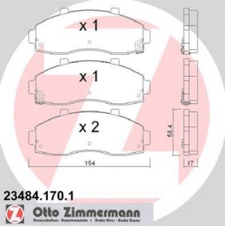 Тормозні (гальмівні) колодки otto Zimmermann GmbH 234841701